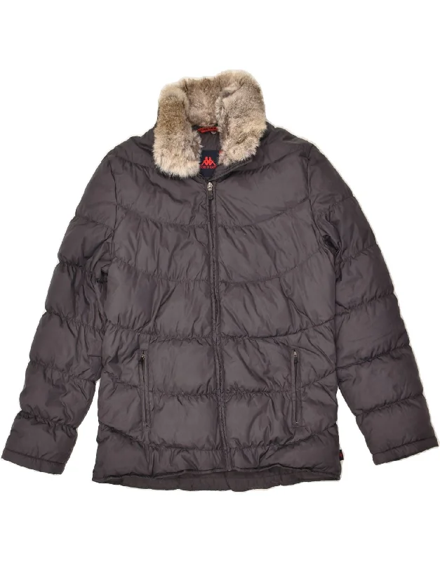 Sales For Clothes KAPPA Womens Padded Jacket UK 16 Large Grey Polyester