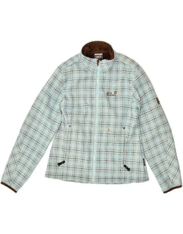 Women's Clothes For Work JACK WOLFSKIN Womens Sherpa Jacket UK 12/14 Medium Blue Check Polyester Women's Clothes For Work JACK WOLFSKIN Womens Sherpa Jacket UK 12/14 Medium Blue Check Polyester