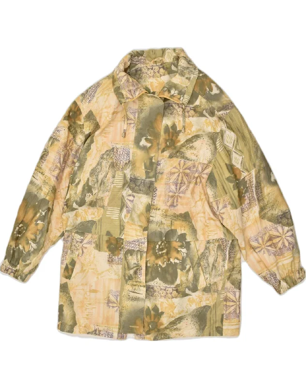 Women's Office Attire VINTAGE Womens Crazy Pattern Windbreaker Coat UK 14 Large Khaki Floral Women's Office Attire VINTAGE Womens Crazy Pattern Windbreaker Coat UK 14 Large Khaki Floral