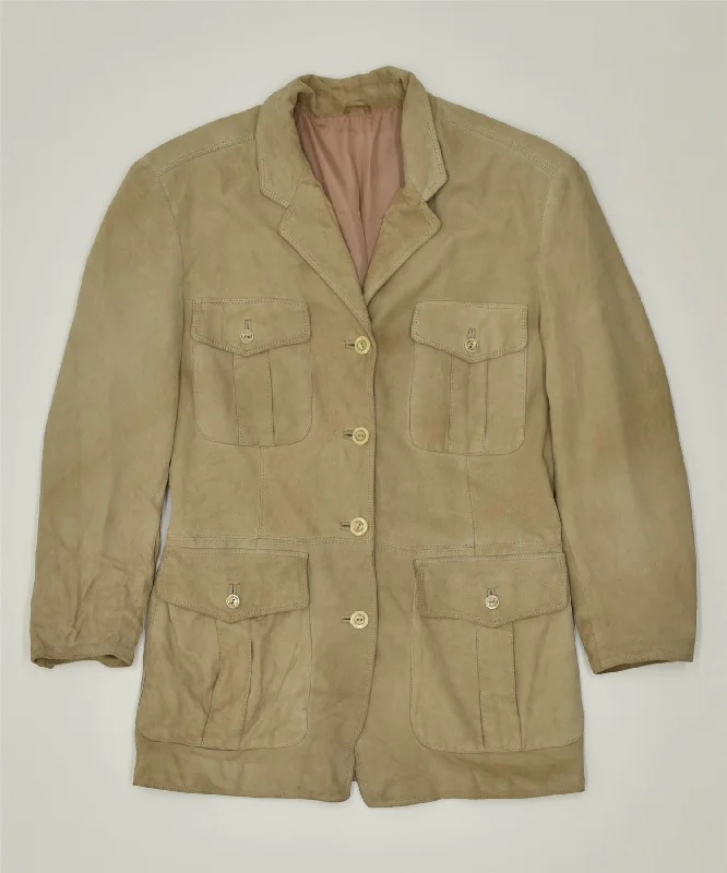 Sustainable Women's Clothes GARA Womens Blazer Jacket UK 14 Large Beige Vintage