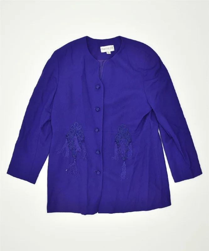 Women's Office Attire JOHN MEYER Womens 5 Button Blazer Jacket UK 18 XL Purple Wool Vintage Women's Office Attire JOHN MEYER Womens 5 Button Blazer Jacket UK 18 XL Purple Wool Vintage