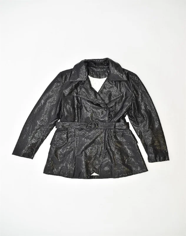 Women's Vacation Outfit VITTORIO FORTI Womens Pea Coat UK 14 Medium Black Polyamide