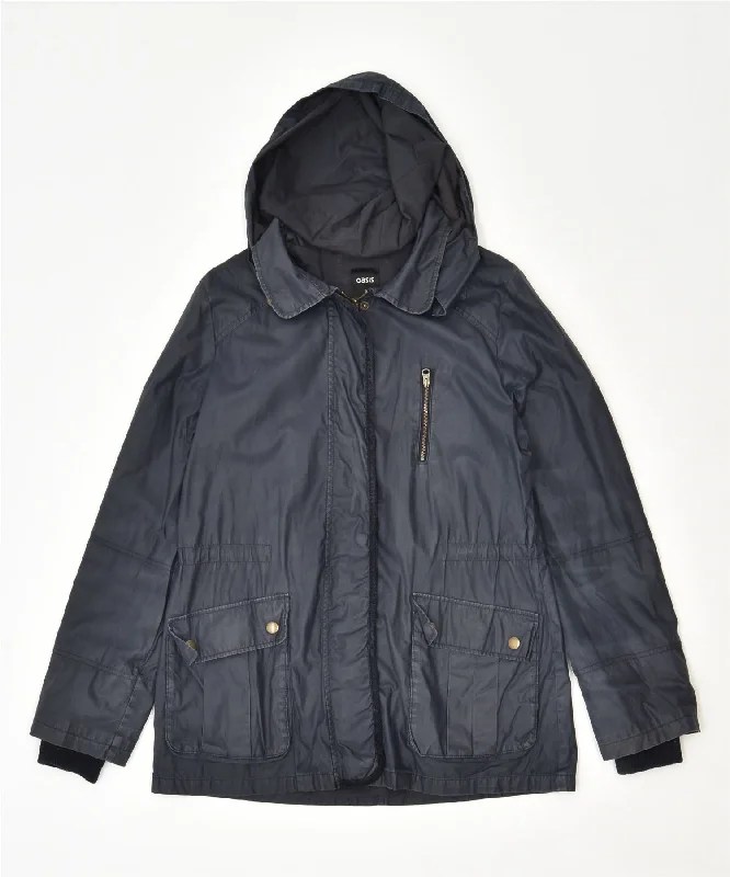 Women's Casual Outfit OASIS Womens Hooded Utility Jacket UK 10 Small Navy Blue Cotton Women's Casual Outfit OASIS Womens Hooded Utility Jacket UK 10 Small Navy Blue Cotton
