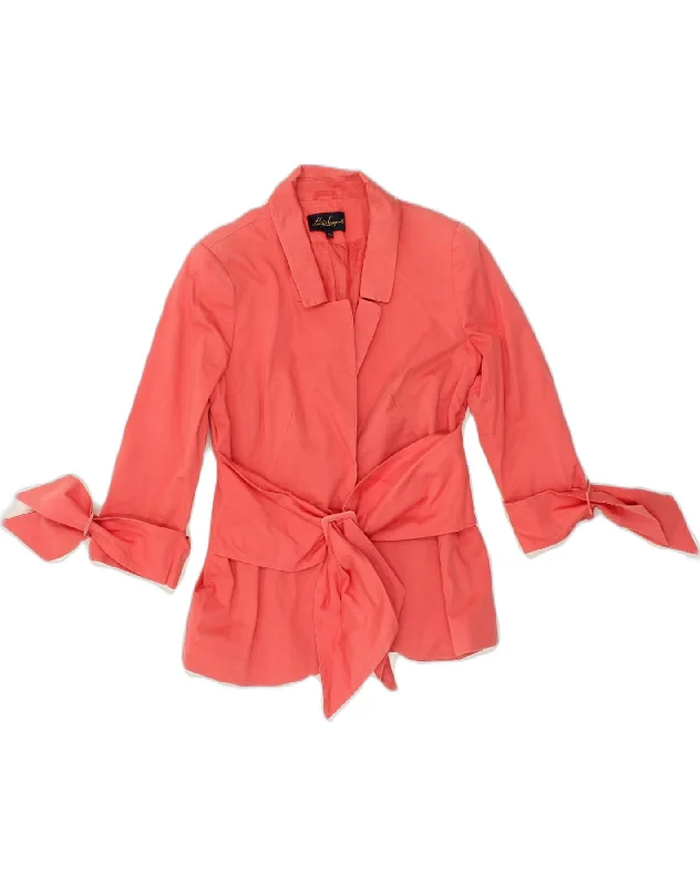 Women's Holiday Apparel LUISA SPAGNOLI Womens Front Tie Blazer Jacket IT 44 Medium Pink Cotton Women's Holiday Apparel LUISA SPAGNOLI Womens Front Tie Blazer Jacket IT 44 Medium Pink Cotton