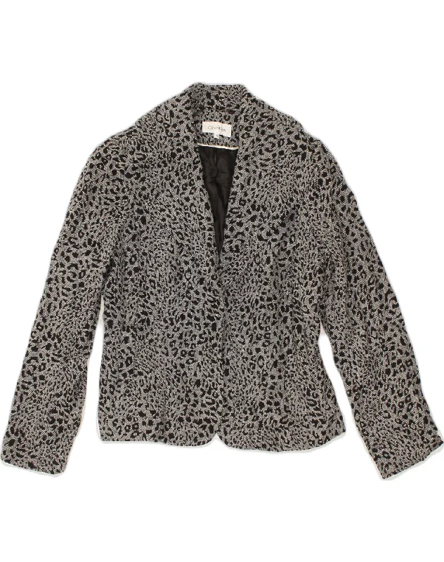 Women's Formal Wear CALVIN KLEIN Womens Blazer Jacket US 10 Large Grey Animal Print Polyester Women's Formal Wear CALVIN KLEIN Womens Blazer Jacket US 10 Large Grey Animal Print Polyester