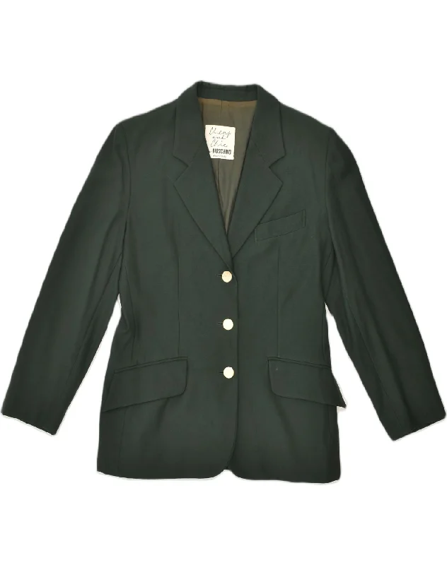 Women's Party Outfit MOSCHINO Womens 3 Button Blazer Jacket UK 14 Large Green