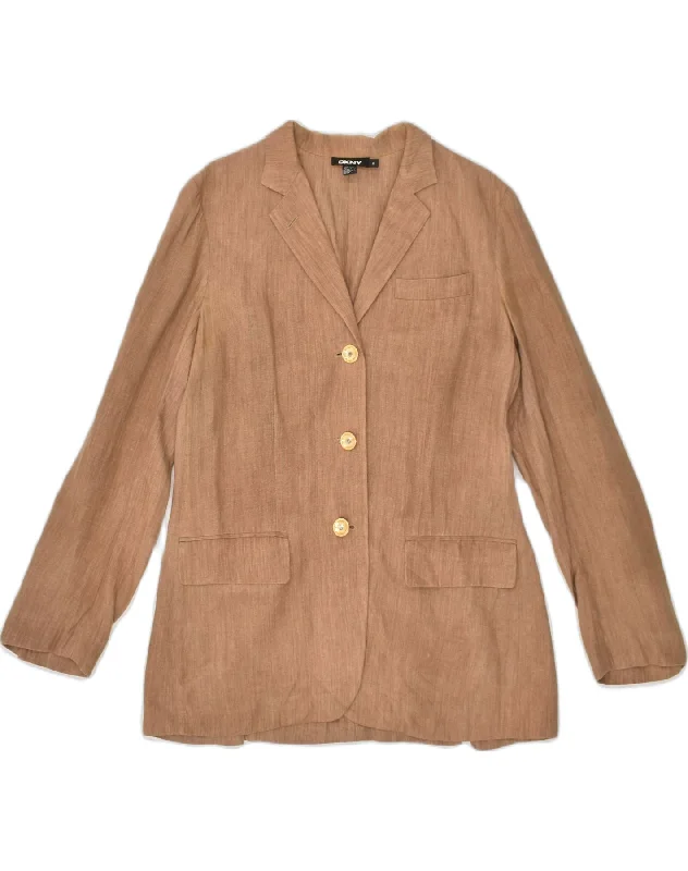 Women's Contemporary Clothing DKNY Womens 3 Button Blazer Jacket US 8 Medium Brown Flax Women's Contemporary Clothing DKNY Womens 3 Button Blazer Jacket US 8 Medium Brown Flax