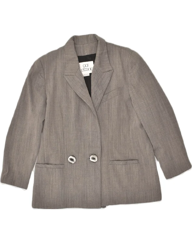 Stylish Women's Clothing GAI MATTIOLO Womens Double Breasted Blazer Jacket UK 16 Large Grey Cotton Stylish Women's Clothing GAI MATTIOLO Womens Double Breasted Blazer Jacket UK 16 Large Grey Cotton