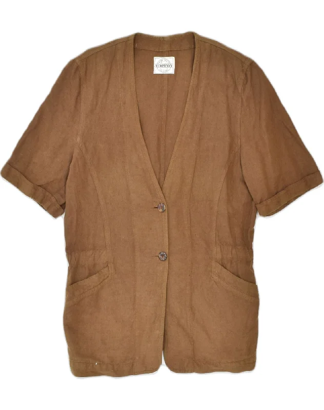 Stylish Women's Attire NEW PENNY Womens 2 Button Short Sleeve Blazer Jacket UK 14 Large Brown Stylish Women's Attire NEW PENNY Womens 2 Button Short Sleeve Blazer Jacket UK 14 Large Brown