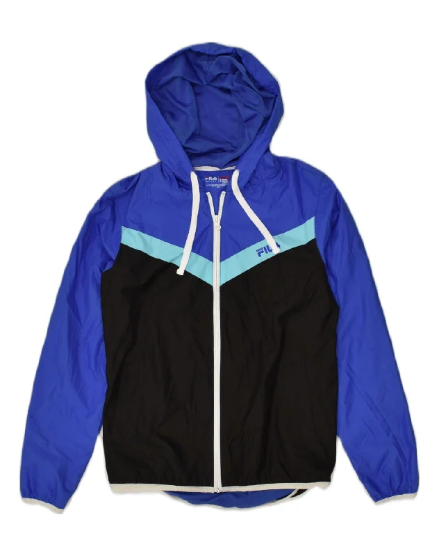 Women's Transitional Apparel FILA Womens Hooded Rain Jacket UK 10 Small Black Colourblock Polyester Women's Transitional Apparel FILA Womens Hooded Rain Jacket UK 10 Small Black Colourblock Polyester