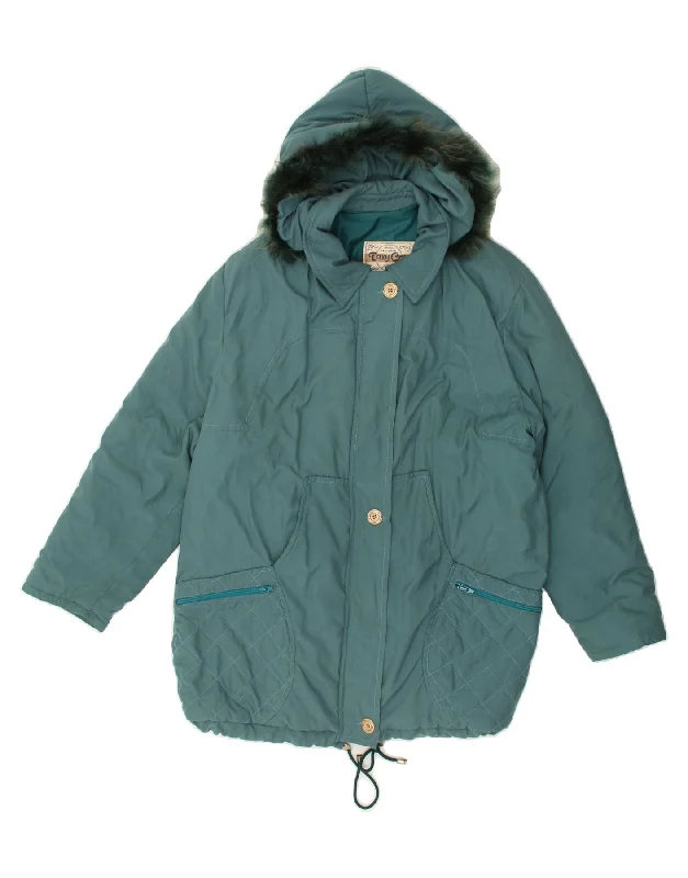 Luxury Women's Clothing VINTAGE Womens Hooded Windbreaker Jacket UK 16 Large Blue
