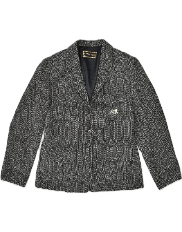Casual Fashion ROCCOBAROCCO Womens 5 Button Blazer Jacket UK 12 Medium Grey