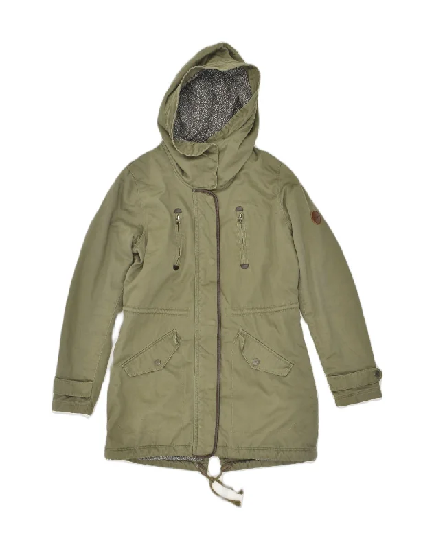 Best Online Boutiques ROXY Womens Hooded Parka Jacket UK 10 Small Green Cotton