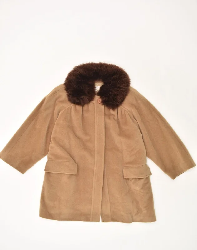 Women's Plus-Size Clothes VALENTINO Womens Overcoat US 10 Large Beige Polyester