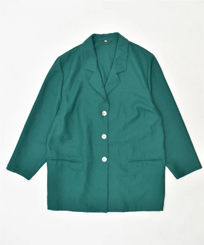 Women's Clothes For Special Occasions VINTAGE Womens 3 Button Blazer Jacket IT 44 Medium Green Polyester Women's Clothes For Special Occasions VINTAGE Womens 3 Button Blazer Jacket IT 44 Medium Green Polyester