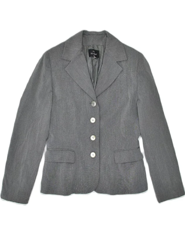 Women's High Street Fashion VINTAGE Womens 3 Button Blazer Jacket IT 46 Large Grey Polyester Women's High Street Fashion VINTAGE Womens 3 Button Blazer Jacket IT 46 Large Grey Polyester