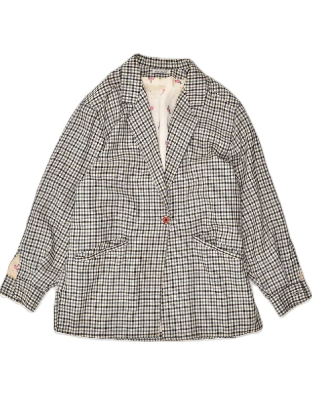 Affordable Fashion for Women VINTAGE Womens 1 Button Blazer Jacket EU 44 XL Grey Check Virgin Wool Affordable Fashion for Women VINTAGE Womens 1 Button Blazer Jacket EU 44 XL Grey Check Virgin Wool