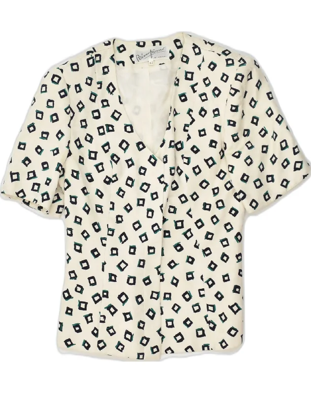 Women's Active Clothing VINTAGE Womens Short Sleeve Blazer Jacket IT 42 Medium White Geometric Women's Active Clothing VINTAGE Womens Short Sleeve Blazer Jacket IT 42 Medium White Geometric