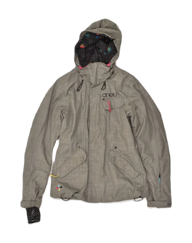 Chic Wardrobe O'NEILL Womens Hooded Windbreaker Jacket UK 8 Small Grey Polyamide