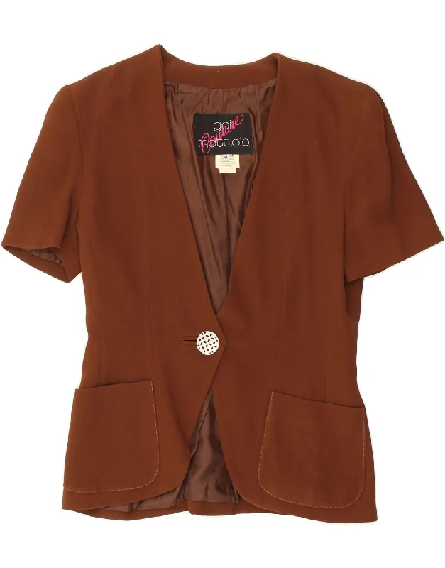 Women's Seasonal Apparel GAI MATTIOLO Womens Short Sleeve 1 Button Blazer Jacket IT 44 Medium Brown Women's Seasonal Apparel GAI MATTIOLO Womens Short Sleeve 1 Button Blazer Jacket IT 44 Medium Brown