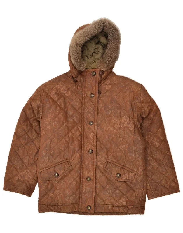 Women's Formal Event Attire VINTAGE Womens Hooded Padded Jacket IT 44 Medium Brown
