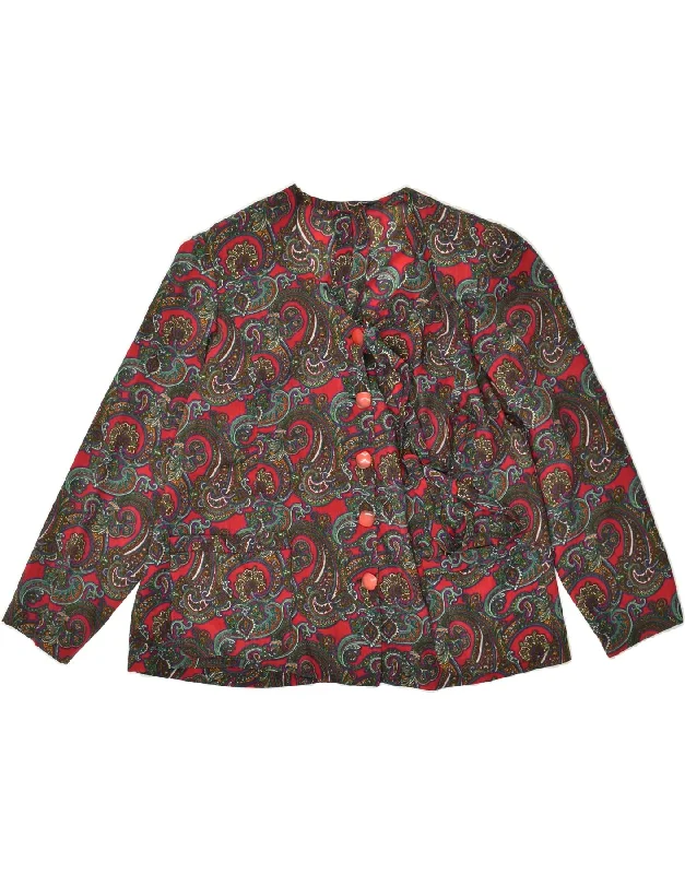 Women's Resort Apparel VINTAGE Womens 5 Button Blazer Jacket UK 16 Large Red Paisley Women's Resort Apparel VINTAGE Womens 5 Button Blazer Jacket UK 16 Large Red Paisley