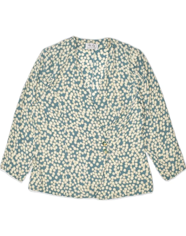 Modern Women's Wardrobe Essentials VINTAGE Womens 2 Button Blazer Jacket UK 18 XL Green Spotted