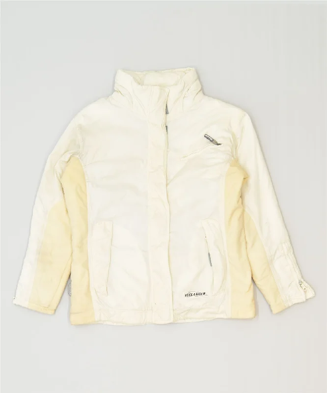 Women's Evening Clothes ICELANDER Womens Hooded Windbreaker Jacket IT 46 Large Off White Winter Women's Evening Clothes ICELANDER Womens Hooded Windbreaker Jacket IT 46 Large Off White Winter