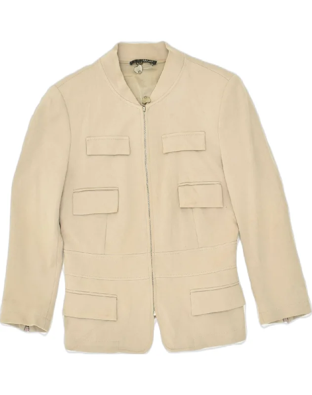 Women's Plus-Size Outfit LIU JO Womens Full Zip Blazer Jacket IT 44 Medium Beige Cotton Women's Plus-Size Outfit LIU JO Womens Full Zip Blazer Jacket IT 44 Medium Beige Cotton