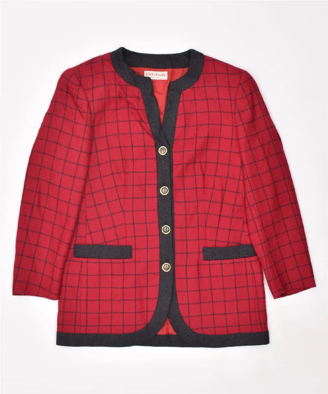 Flash Sales This Week CORI LADY Womens 4 Button Blazer Jacket EU 44 Large Red Check Vintage Flash Sales This Week CORI LADY Womens 4 Button Blazer Jacket EU 44 Large Red Check Vintage