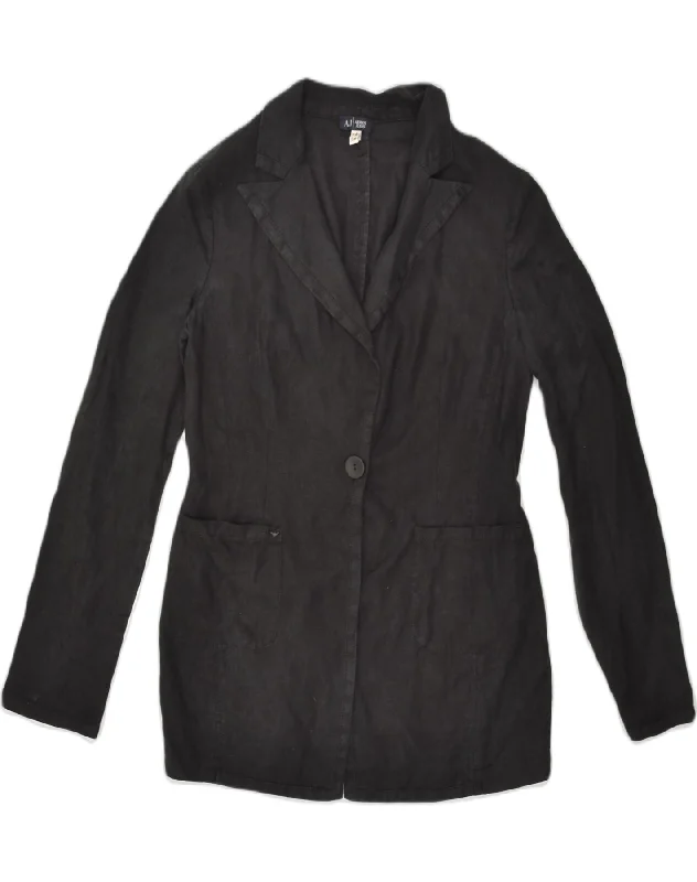 Women's Clothes Online Shopping ARMANI JEANS Womens 1 Button Blazer Jacket US 8 Medium Black Linen Women's Clothes Online Shopping ARMANI JEANS Womens 1 Button Blazer Jacket US 8 Medium Black Linen