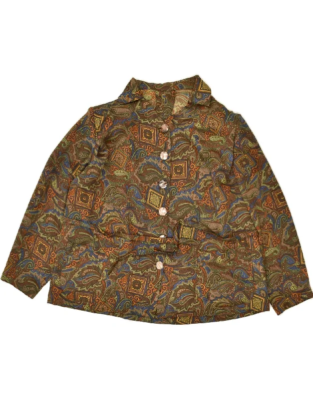 Affordable Luxury Women's Apparel VINTAGE Womens 6 Button Blazer Jacket UK 18 XL Brown Paisley Affordable Luxury Women's Apparel VINTAGE Womens 6 Button Blazer Jacket UK 18 XL Brown Paisley