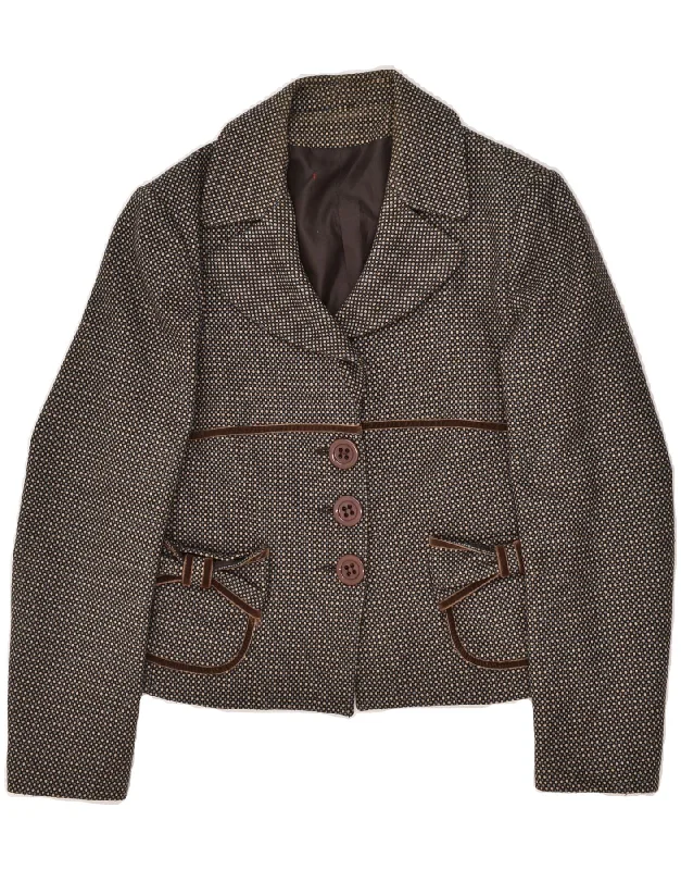 Online Boutique Clothing VINTAGE Womens 3 Button Blazer Jacket UK 12 Medium Brown Spotted Online Boutique Clothing VINTAGE Womens 3 Button Blazer Jacket UK 12 Medium Brown Spotted
