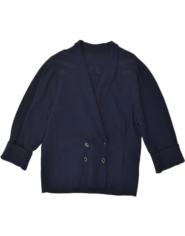 Comfy Women's Outfits for Daily Wear VINTAGE Womens Double Breasted Blazer Jacket IT 48 XL Navy Blue Comfy Women's Outfits for Daily Wear VINTAGE Womens Double Breasted Blazer Jacket IT 48 XL Navy Blue