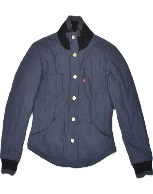 Women's Sporty Clothes LEVI'S Womens Bomber Jacket UK 6 XS Navy Blue Polyester