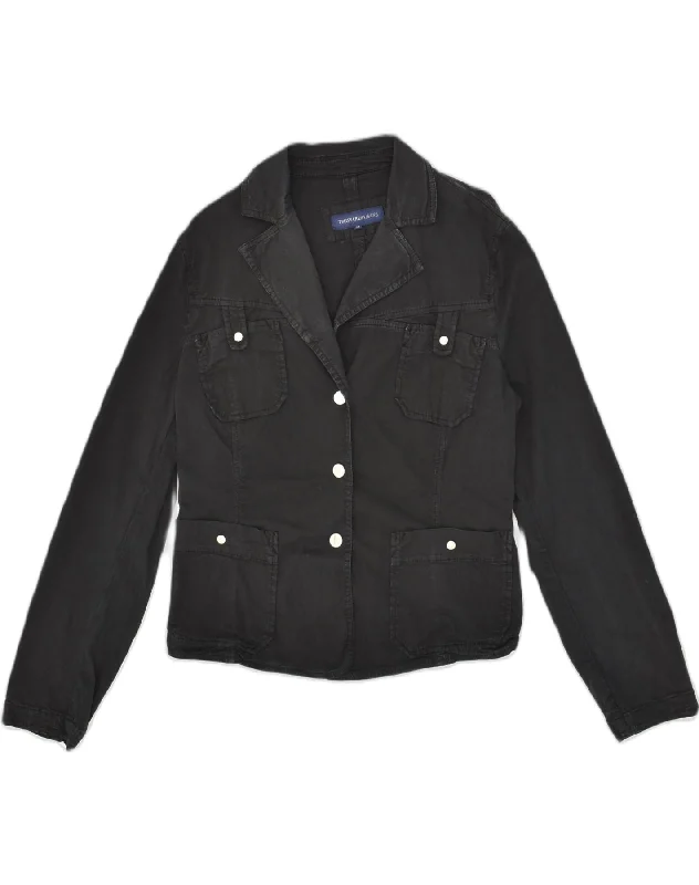 High-End Women's Apparel TRUSSARDI Womens 3 Button Slim Fit Blazer Jacket IT 52 XL Black Cotton High-End Women's Apparel TRUSSARDI Womens 3 Button Slim Fit Blazer Jacket IT 52 XL Black Cotton
