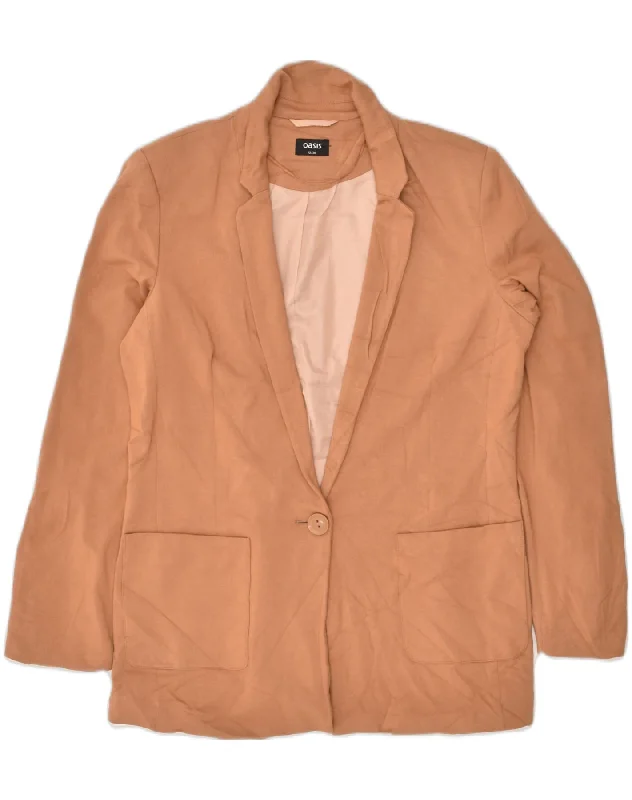 Women's Apparel OASIS Womens 1 Button Blazer Jacket UK 12 Medium Brown Viscose