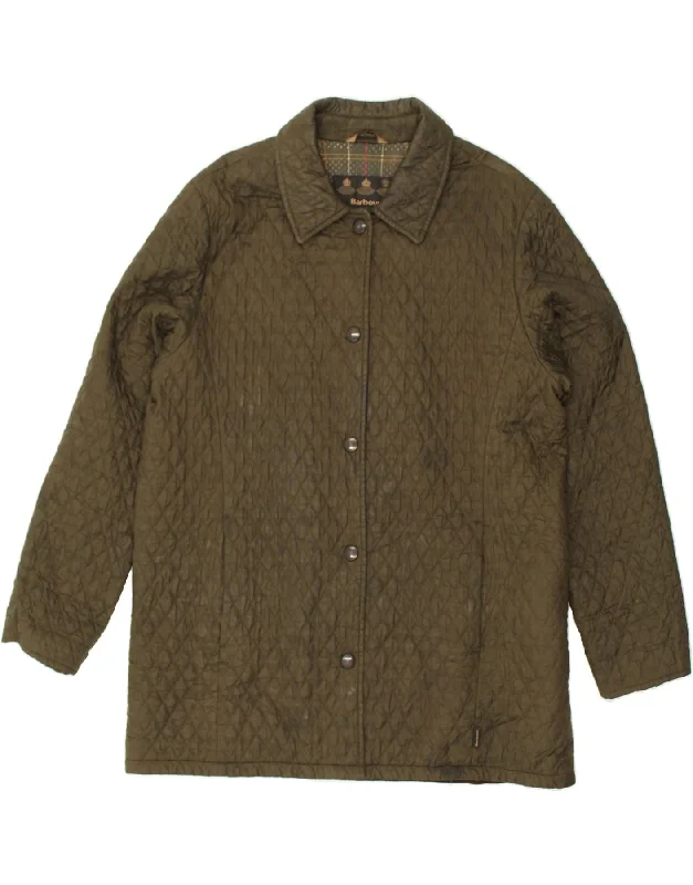 Women's Chic Apparel BARBOUR Womens Quilted Jacket UK 18 XL Khaki Polyester