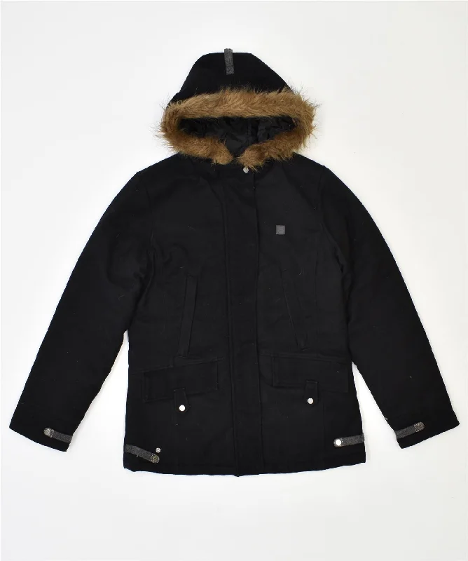 Big Sale Event FILA Womens Parka Jacket UK 12 Medium Black Polyester