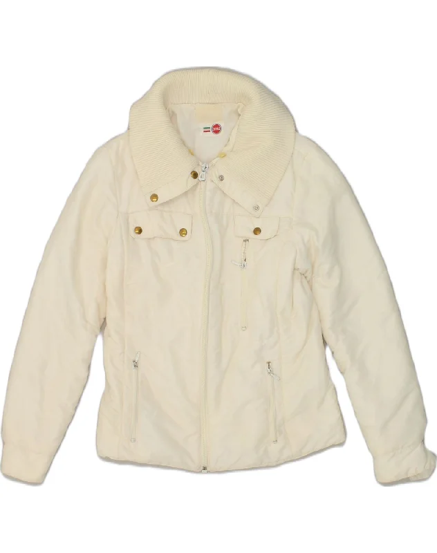 Online Boutique Stores COLMAR Womens Bomber Jacket IT 42 Medium Off White Polyester