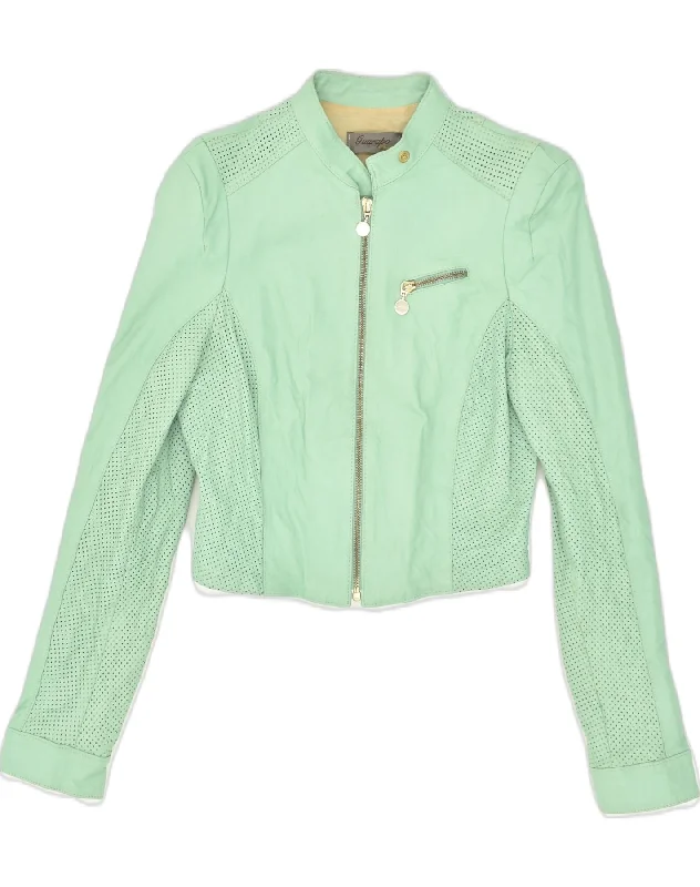 Women's Resort Attire Womens Crop Leather Jacket UK 4 XS