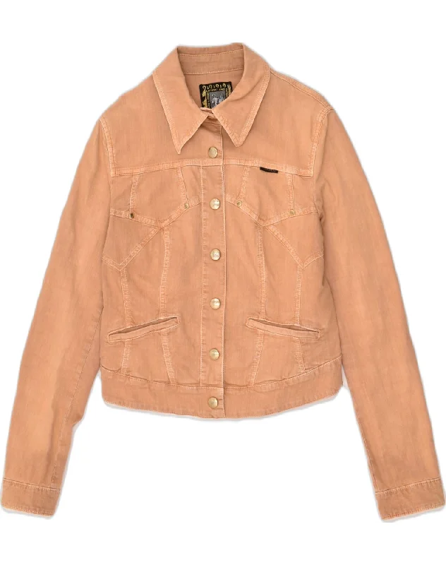 Elegant Women's Attire VINTAGE Womens Denim Jacket IT 46 Large Beige Cotton