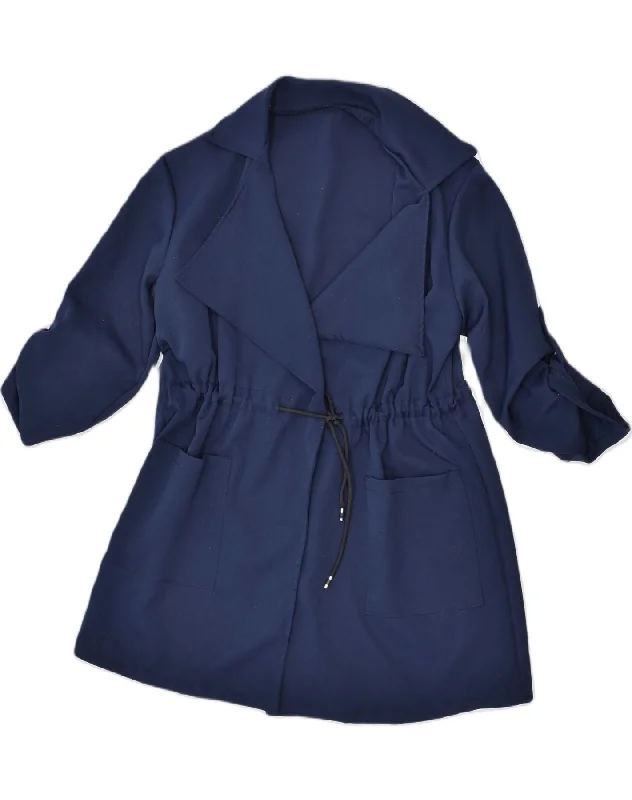 Limited Time Offer VINTAGE Womens Overcoat UK 14 Large Navy Blue Polyester