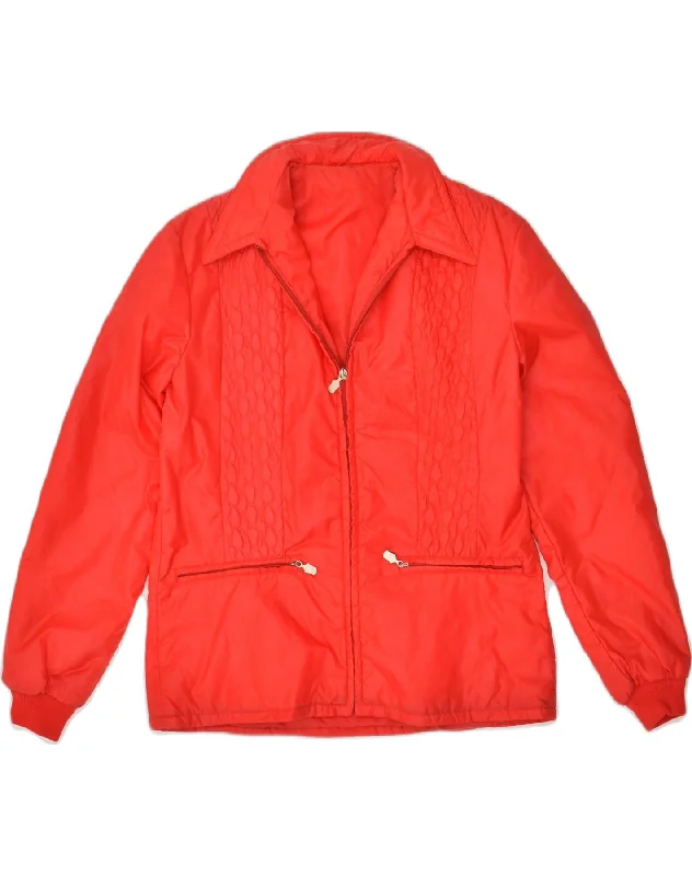 Women's Clothing For Outdoor Events VINTAGE Womens Bomber Jacket UK 16 Large Red Polyester Women's Clothing For Outdoor Events VINTAGE Womens Bomber Jacket UK 16 Large Red Polyester