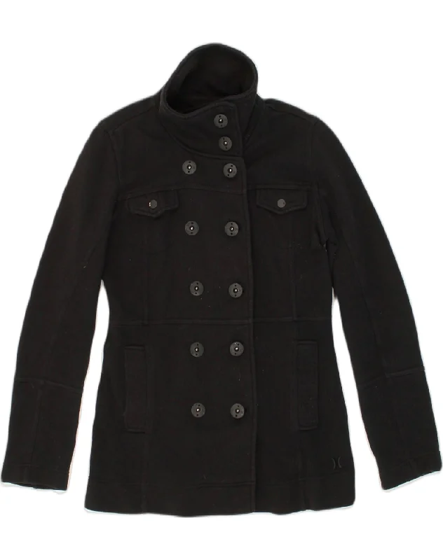 Women Wear Brands HURLEY Womens Pea Coat UK 12 Medium Black Cotton