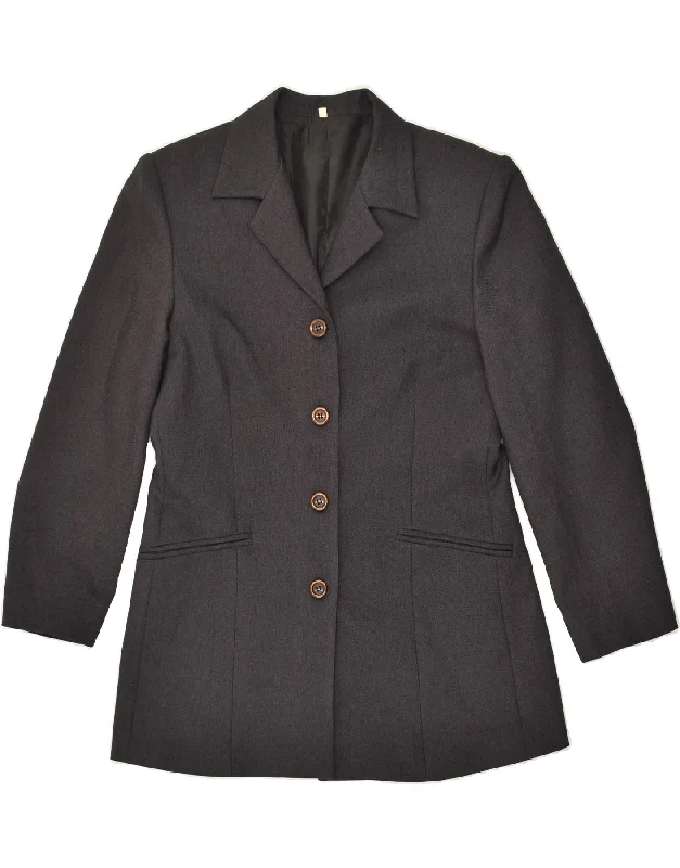 Luxury Women's Clothes VINTAGE Womens 4 Button Blazer Jacket IT 48 XL Grey Viscose