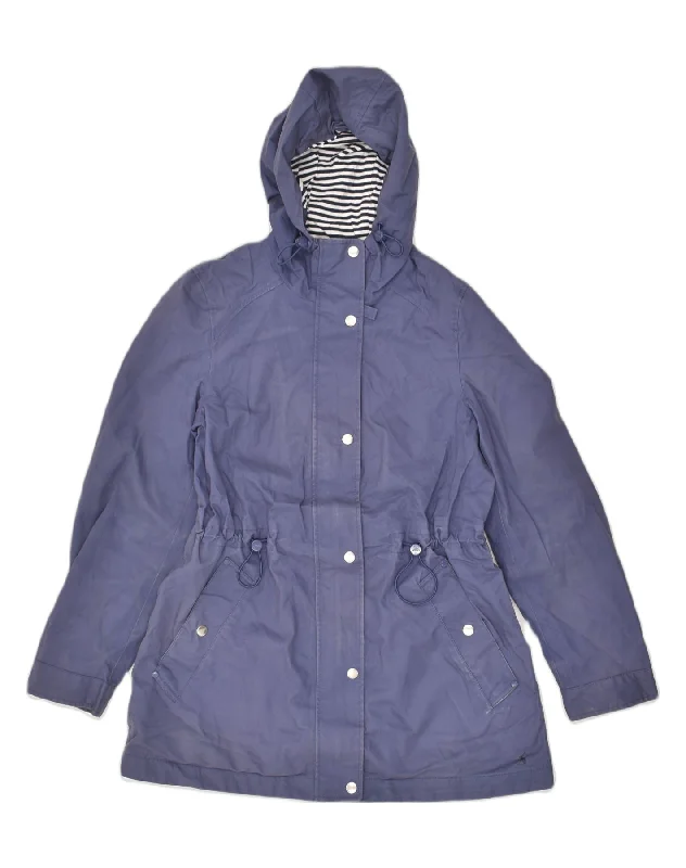 Holiday Special Offers JOULES Womens Hooded Rain Jacket UK 10 Small Blue Cotton