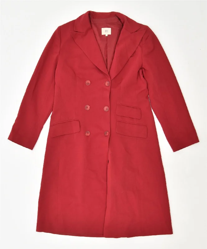 Women's Trendy Casual Outfit OASIS Womens Double Breasted Coat UK 14 Large Red