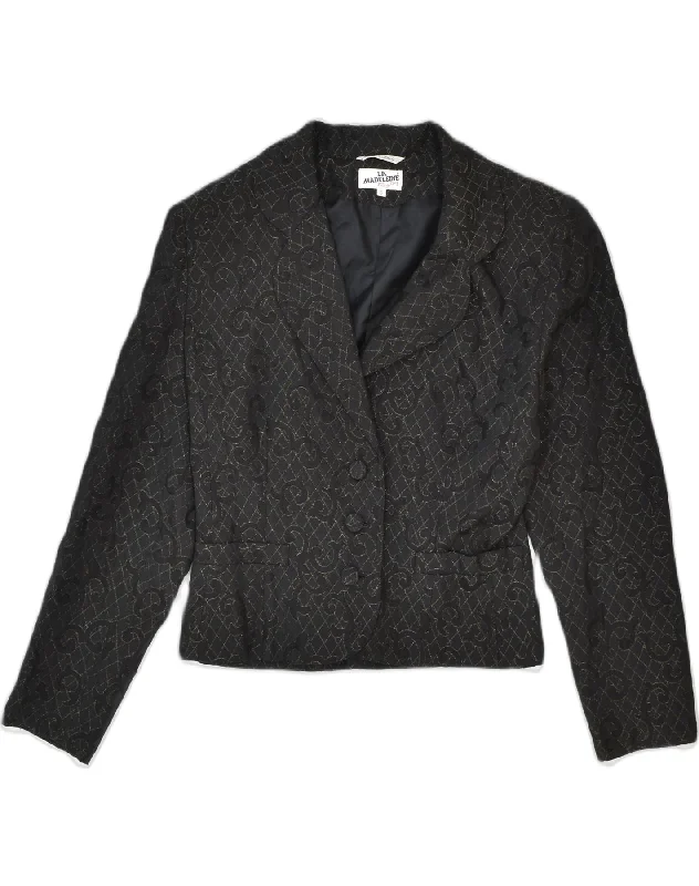 Women's Elegant Formal Outfit VINTAGE Womens 3 Button Blazer Jacket UK 10 Small Black Paisley Viscose Women's Elegant Formal Outfit VINTAGE Womens 3 Button Blazer Jacket UK 10 Small Black Paisley Viscose