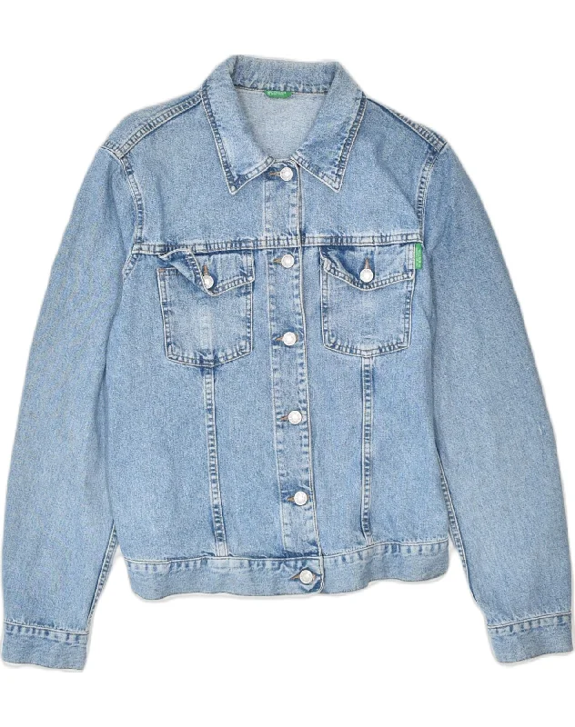 Formal Outfit For Women BENETTON Womens Denim Jacket UK 14 Medium Blue Cotton